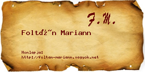 Foltán Mariann névjegykártya