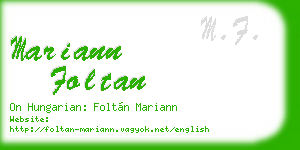 mariann foltan business card